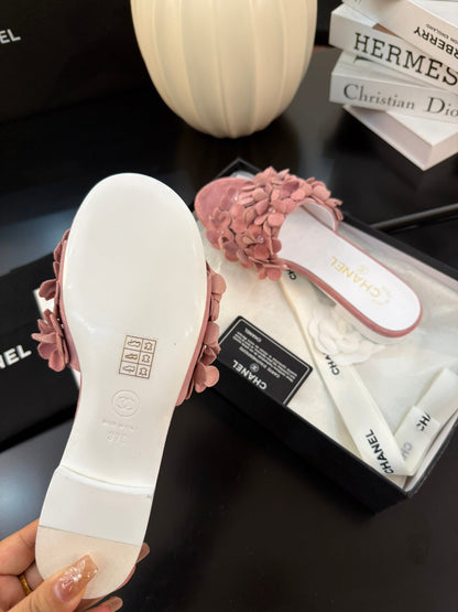 FLAT MULE 15 MM IN PEACH PINK SUEDE