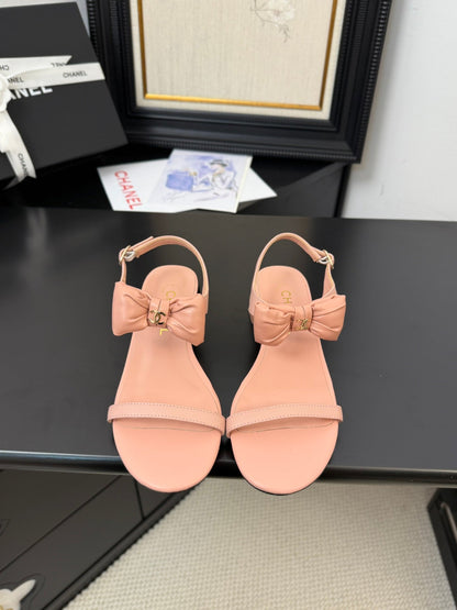 FLAT SANDALS 5 MM IN PEACH PINK CALFSKIN