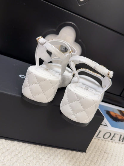THICK-SOLED SANDALS 55 MM IN WHITE CALFSKIN