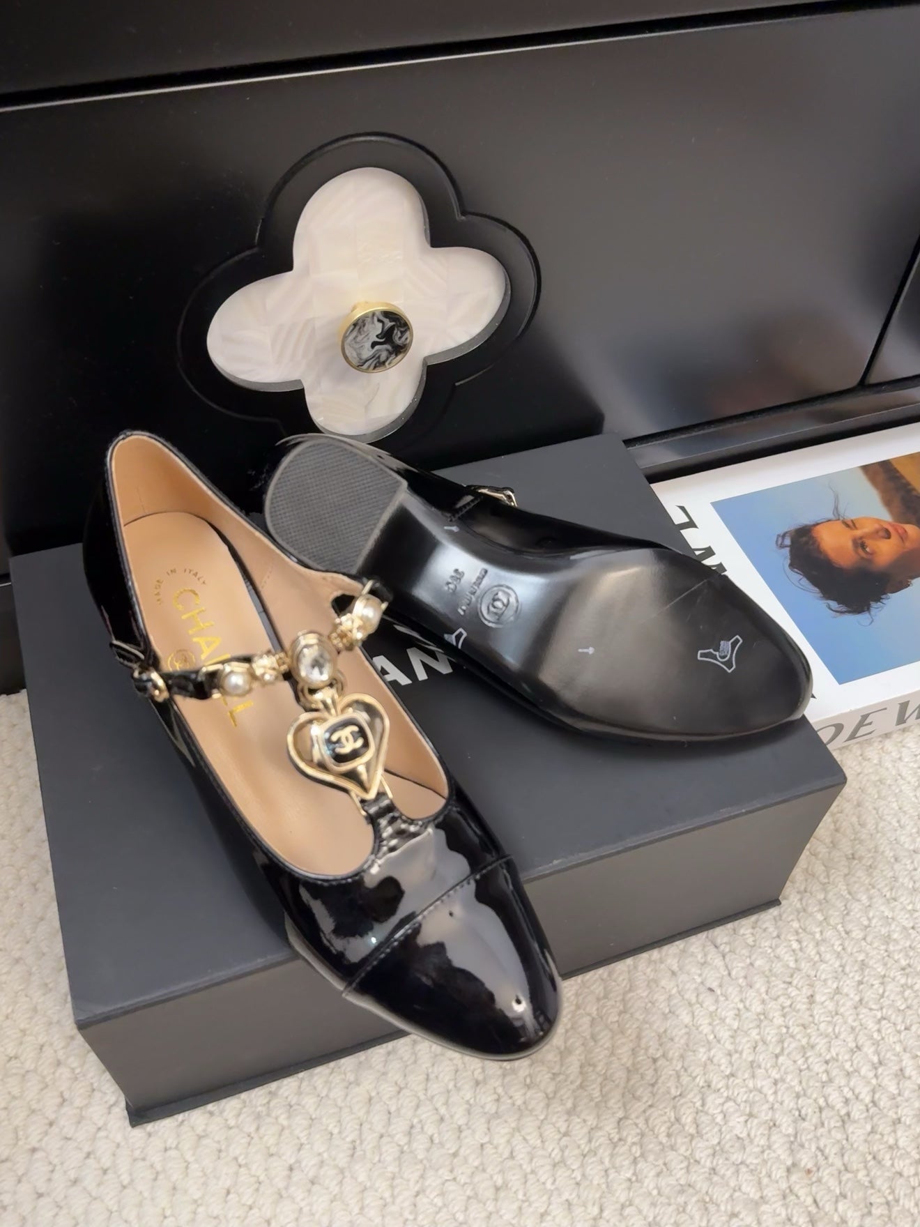 MARY JANE SHOES IN BLACK PATENT CALFSKIN 55 MM