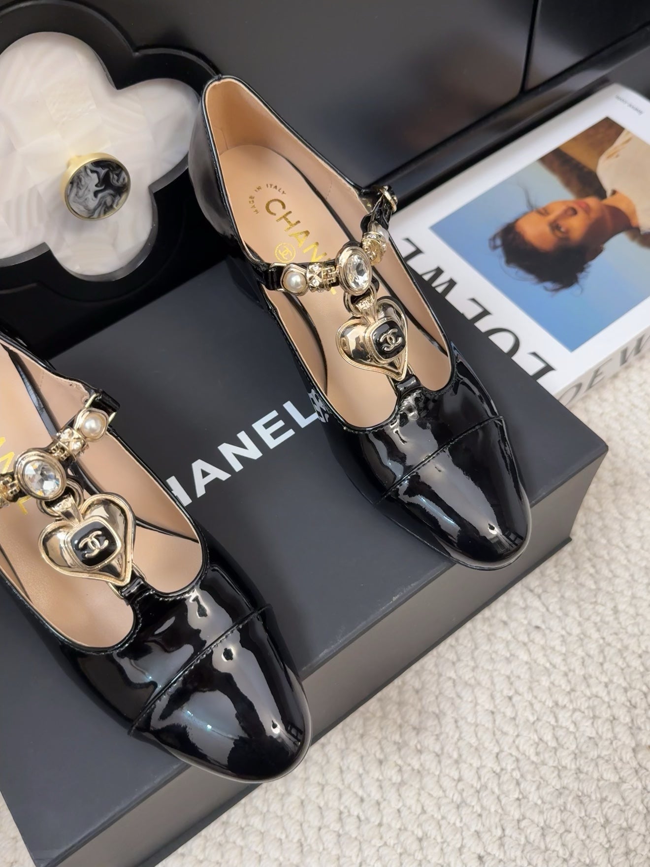 MARY JANE SHOES IN BLACK PATENT CALFSKIN 55 MM