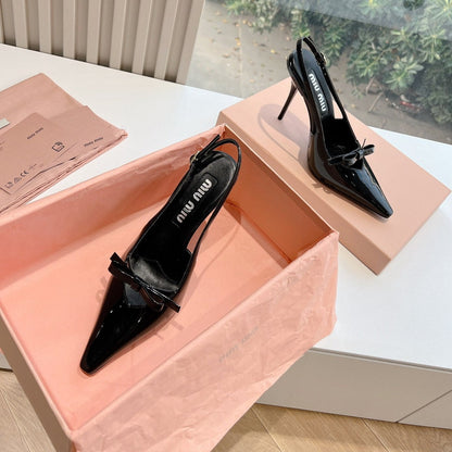 Slingback Black Imported Patent Leather