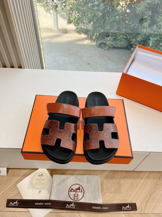CHYPRE SANDAL IN PECAN BROWN LIZARD SKIN