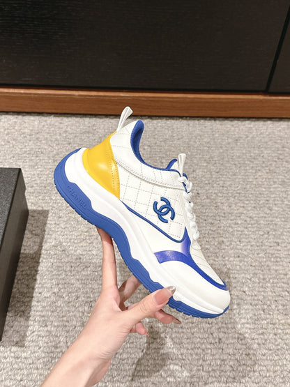 CC CLASSIC SNEAKER IN WHITE MIX COBALT BLUE LAMBSKIN