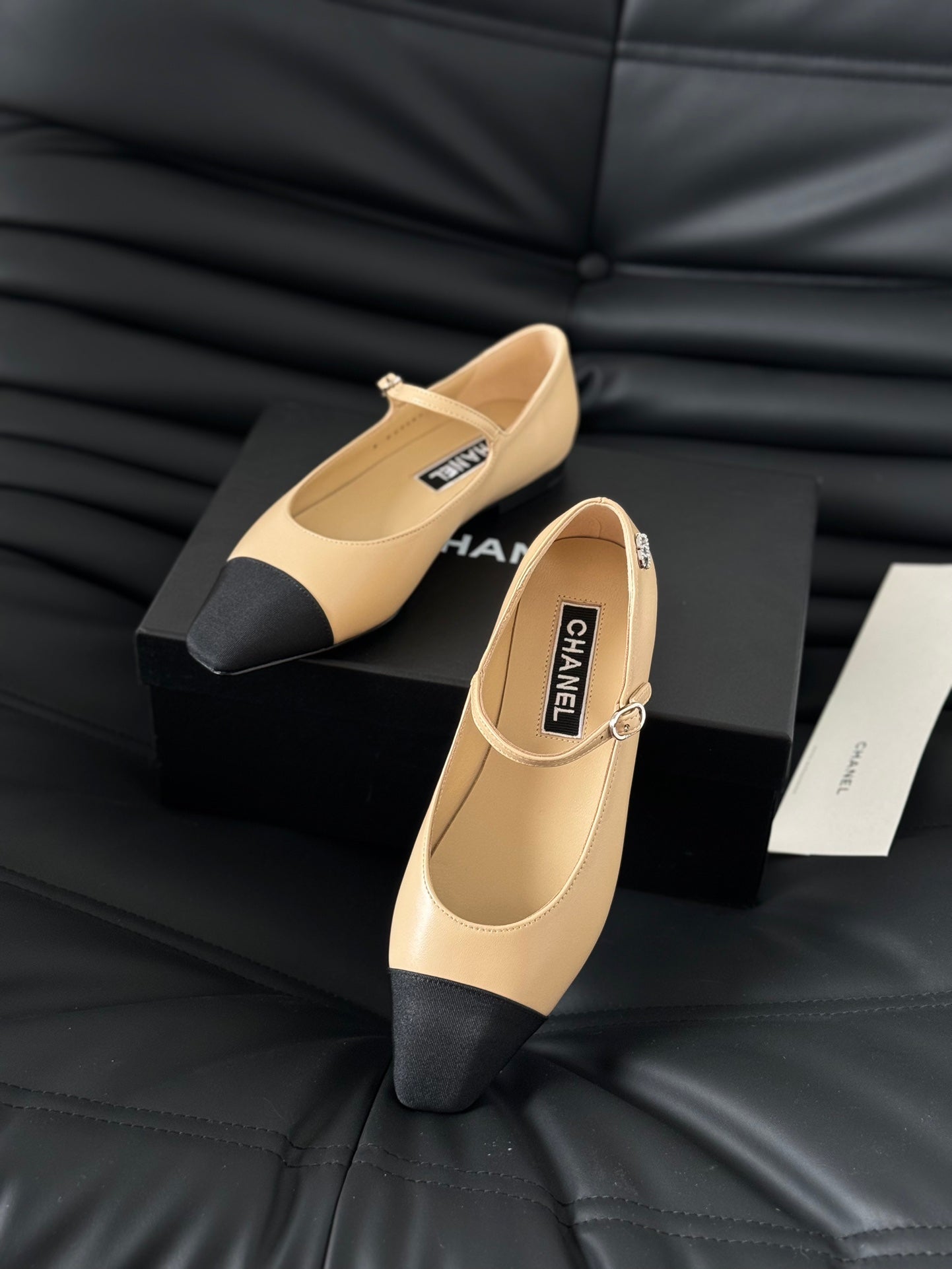 MARY JANE BEIGE CREAM MIX BLACK CALFSKIN