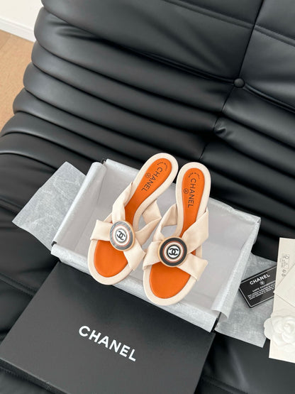 VIVID ORANGE FABRIC CC SLIDE SANDALS