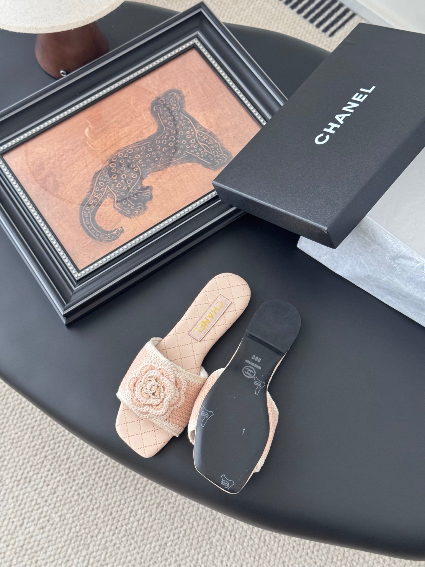 SLIPPER IN PEACH PINK CALFSKIN MIX WOOL