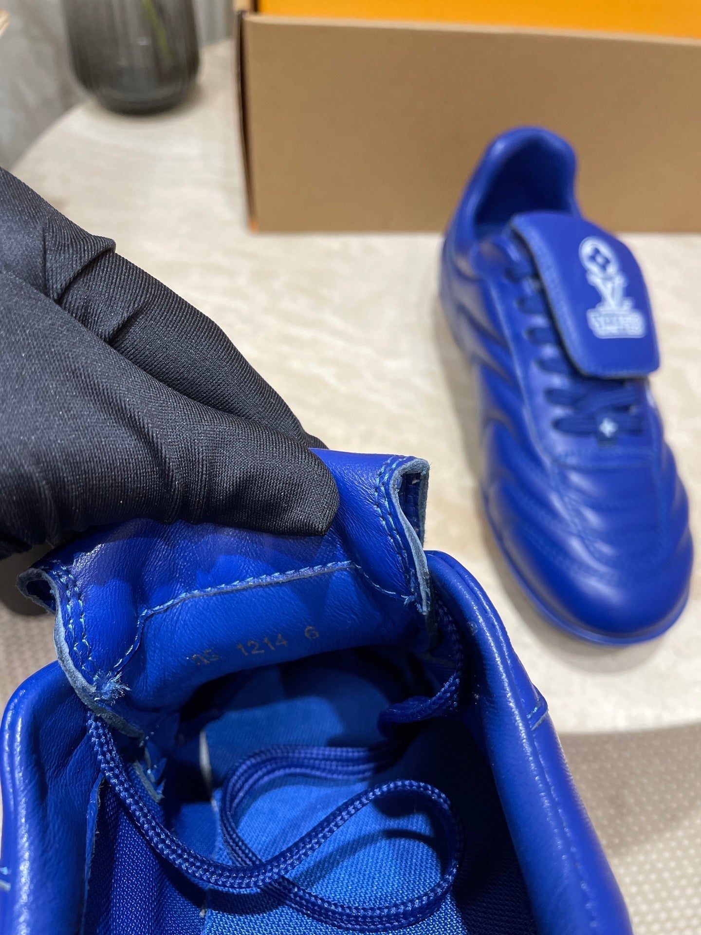 FOOTPRINT SOCCER SNEAKER IN COBALT BLUE CALFSKIN