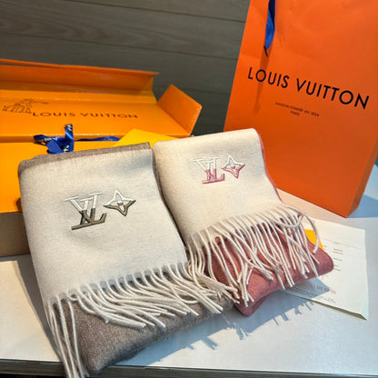 SCARF 185 CM IN MEDIUM BROWN MIX WHITE CASHMERE 390093