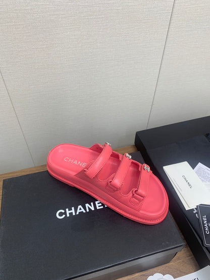 DAD SANDAL IN RED PINK LAMBSKIN MULE