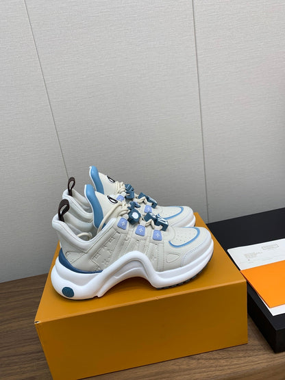 LV ARCHLIGHT SNEAKER BEIGE MIX COBALT BLUE CALFSKIN