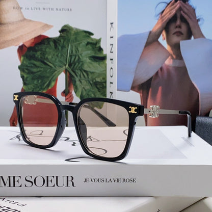 TRIOMPHE SUNGLASS 497818 IN SILVER METAL LIGHT BROWN LENSES