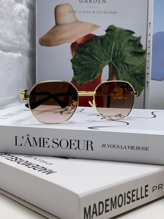 TRIOMPHE SUNGLASS 497822 IN GOLD METAL BROWN SMOKE LENSES