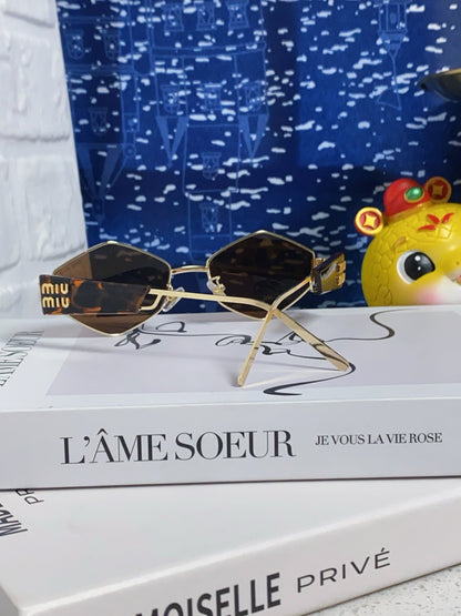 LOGO SUNGLASSES 560865 IN HAVANA ACETATE GOLD METAL BROWN LENS