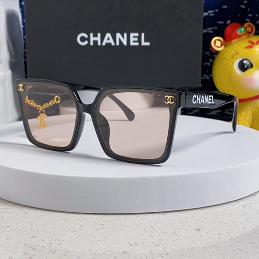 SQUARE SUNGLASSES 641807 IN BLACK ACETATE LIGHT BROWN LENSES
