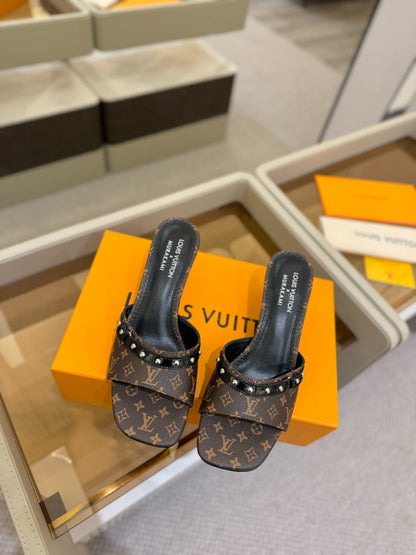 LV X TM 6AM HIGH 4 CM MULE IN CHOCOLATE BROWN MONOGRAM CALFSKIN