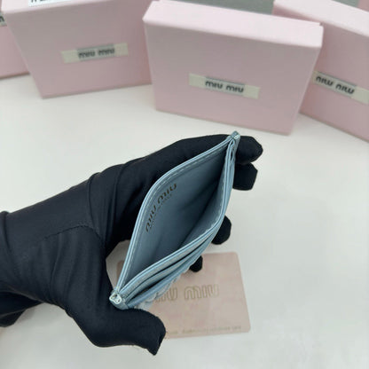 SMALL CARDHOLDER 10 IN BLUE PASTEL LAMBSKIN