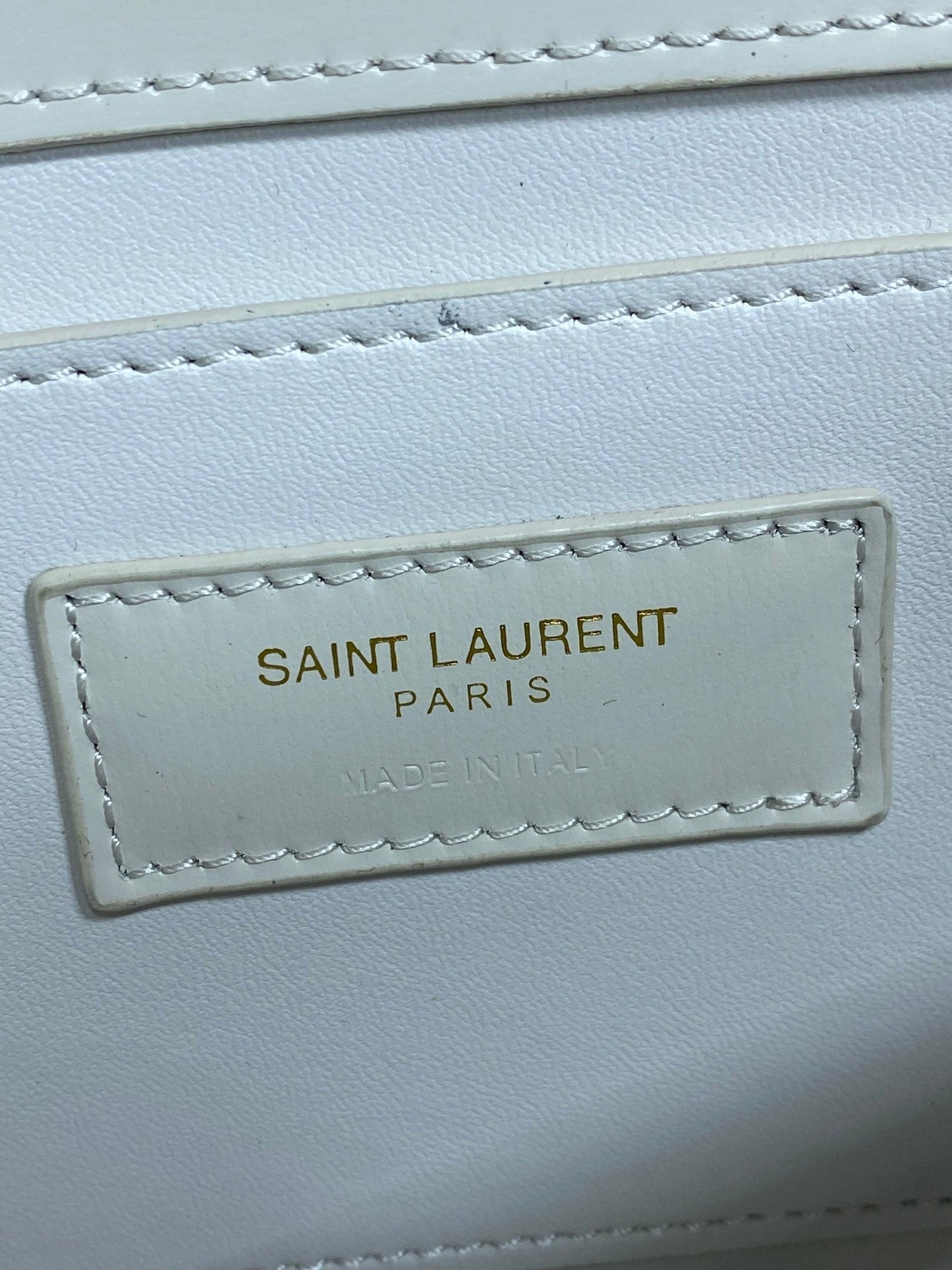 VOLTAIRE IN BOX SHOULDER BAG 21 IN WHITE CALFSKIN GOLD METALLIC