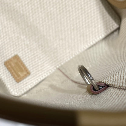 STEEPLE 28 BAG IN OFF-WHITE MIX BROWN CANVAS AND CALFSKIN