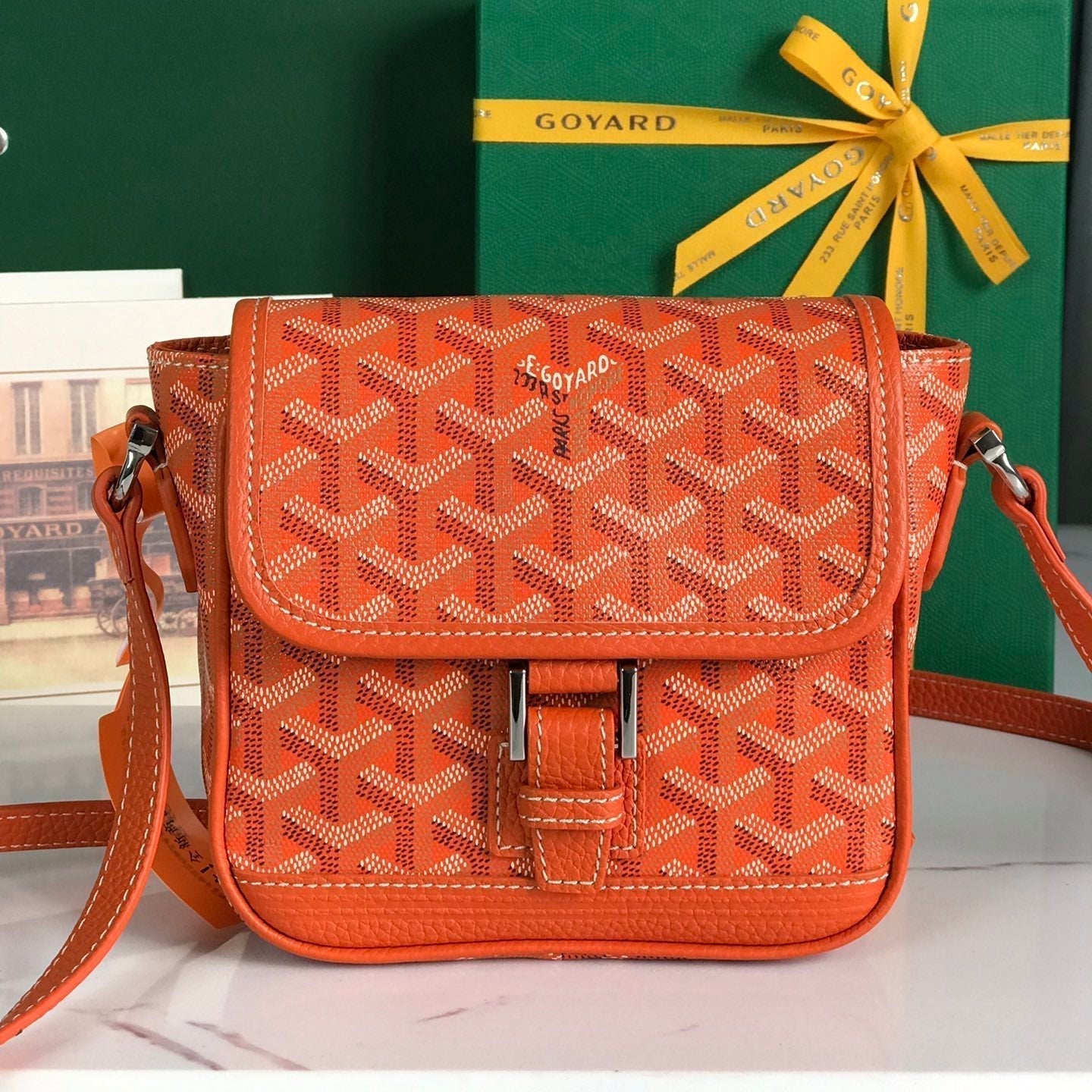 GRAND BLEU 16 IN ORANGE GOYARDINE CANVAS AND LAMBSKIN