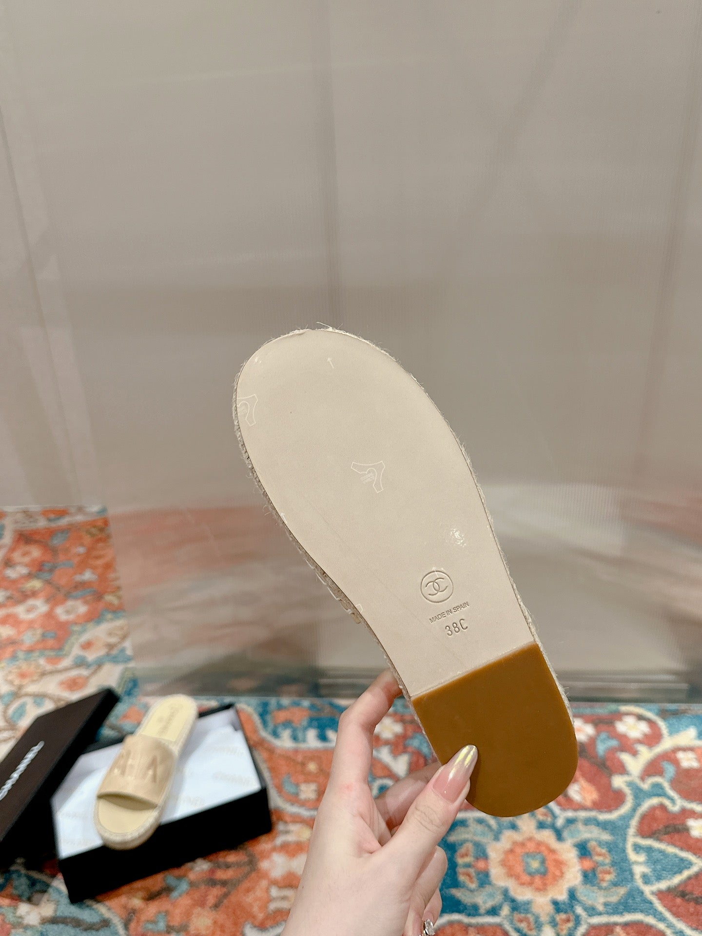 FLAT SLIPPERS IN BEIGE LAMBSKIN MIX WOVEN
