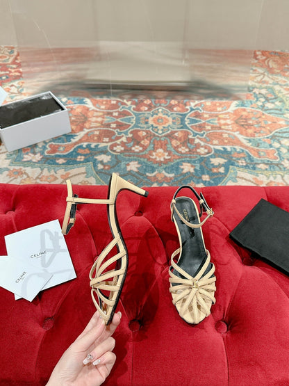 TRIOMPHE SANDAL 85 MM IN PEANUT BROWN LAMBSKIN