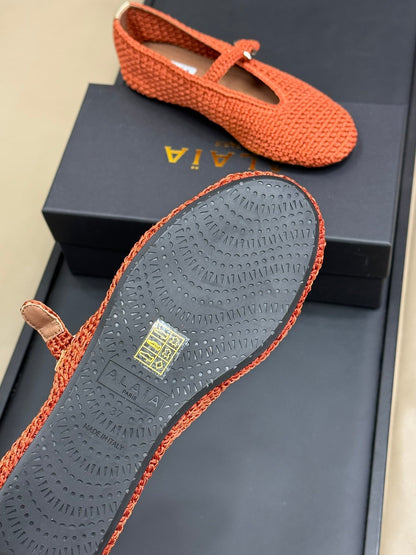 HANDWOVEN BALLET FLAT FIRE ORANGE