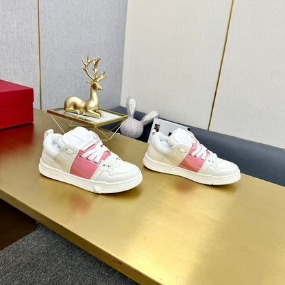 One Stud Sneaker Garavani Calfskin Fabric Light Pink White