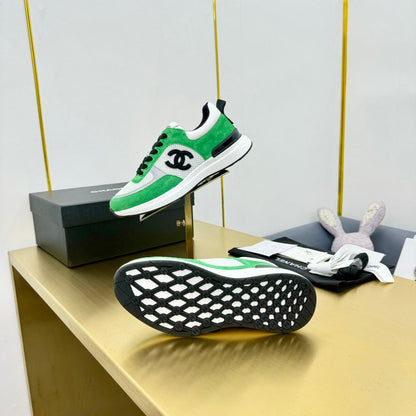 CLASSIC TRAINER IN GREEN MIX WHITE MERCERIZED VELVET