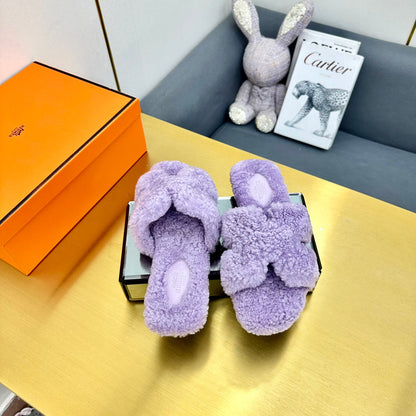 ORAN SHEARLING SANDALS PERIWINKLE PURPLE