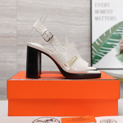 ERIS 95 SANDAL WHITE CALFSKIN PATTERNED