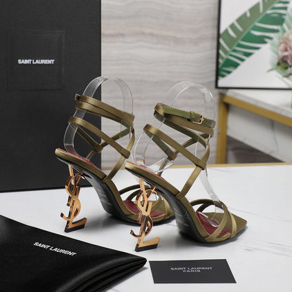 OPYUM SANDALS IN CUBA GOLD SATIN CREPE