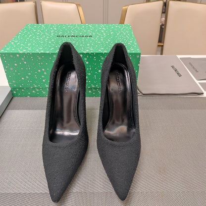 HIGH HEEL PUMPS 90MM IN BLACK WOOL