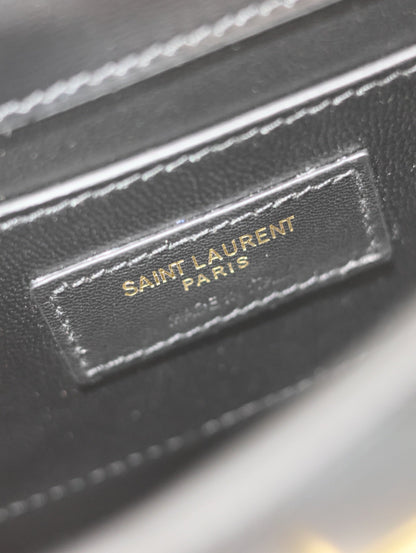 MANHATTAN MINI 19 IN BLACK SMOOTH LAMBSKIN GOLD BUCKLE