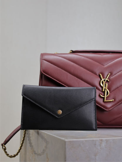 LOULOU MEDIUM 29 IN BURGUNDY RED SHEEPSKIN GOLD HARDWARE