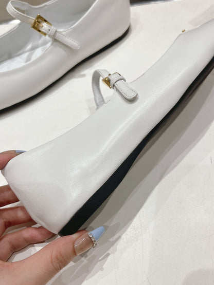 PRA NAPPA LEATHER BALLERINAS WHITE
