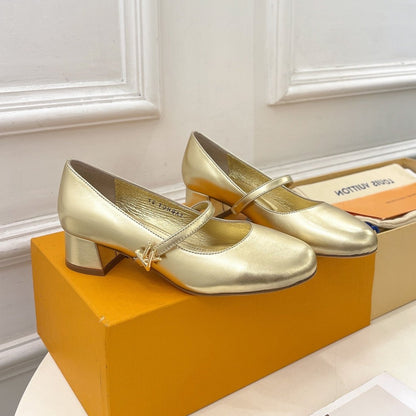 LV WOMEN ROMY HIGH BALLERINA IN GOLDEN METALLIC LAMBSKIN