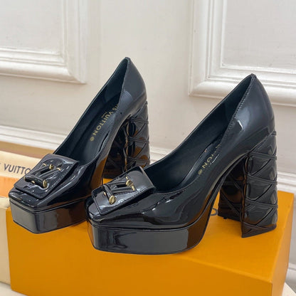 SHAKE MARY JANE HIGH HEEL 12 CM IN BLACK PATENT CALFSKIN