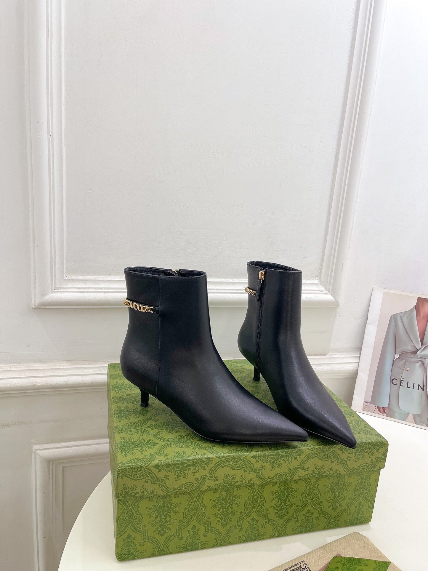 SIGNORIA SHORT BOOTS 4.5CM IN BLACK CALFSKIN