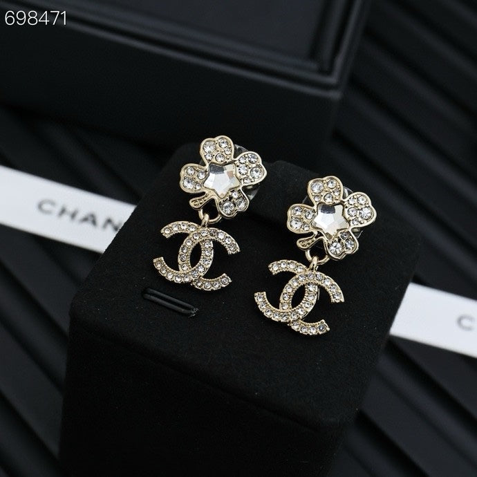 PENDANT EARRINGS CC 25P IN GOLD AND CRYSTAL