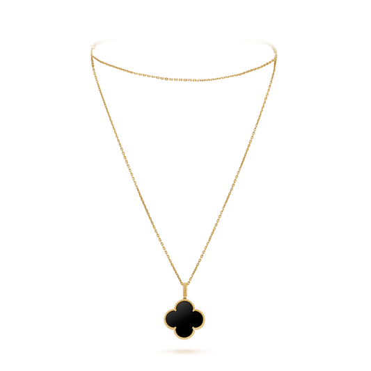CLOVER GOLD ONYX BIG CLOVER NECKLACE